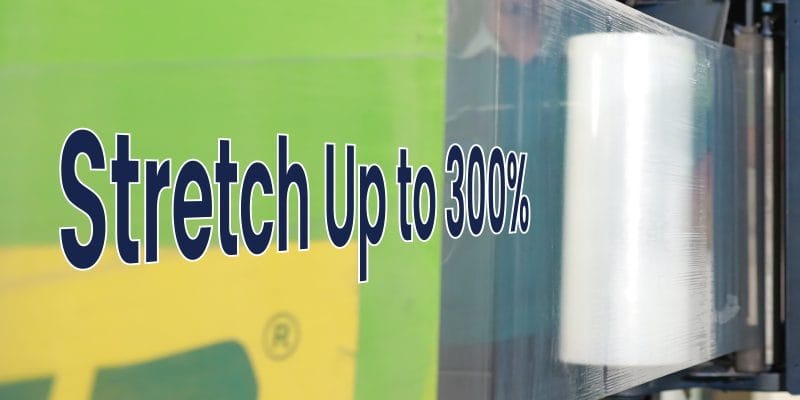 ストレッチフィルム成形機：最大300％まで巻き取り可能
